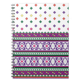 Färgfull geometrisk folkart-design med blommor anteckningsbok