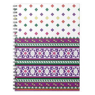 Färgfull geometrisk folkart-design med blommor anteckningsbok