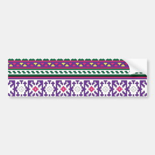 Färgfull geometrisk folkart-design med blommor bildekal