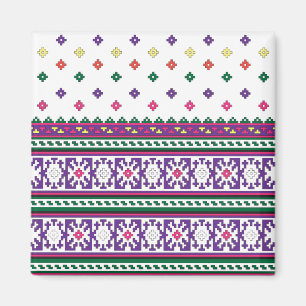 Färgfull geometrisk folkart-design med blommor magnet