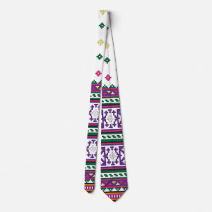 Färgfull geometrisk folkart-design med blommor slips