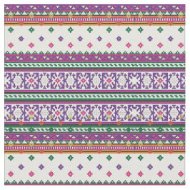 Färgfull geometrisk folkart-design med blommor tyg