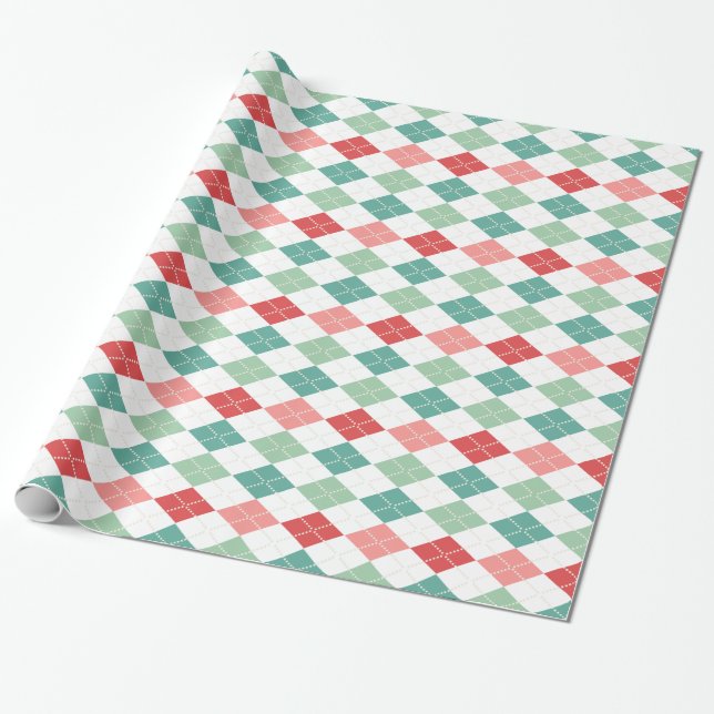 Färgfull geometrisk Harlequin Seamless Mönster Presentpapper (Utrullad)