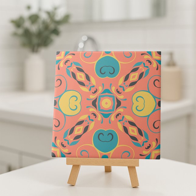 Färgfull geometrisk Kaleidoskopisk Abstrakt Mönste Kakelplatta (Skapare uppladdad)