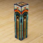 Färgfull geometrisk konst deco mönster 2 presentask för vinflaska<br><div class="desc">Vackra,  färgstarka geometriska konsten deco mönster med ljusa färger.</div>