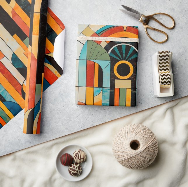 Färgfull geometrisk konst deco mönster 2 presentpapper (Hantverk)