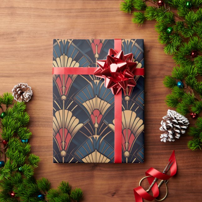 Färgfull geometrisk konst deco mönster presentpapper (Julgåva)