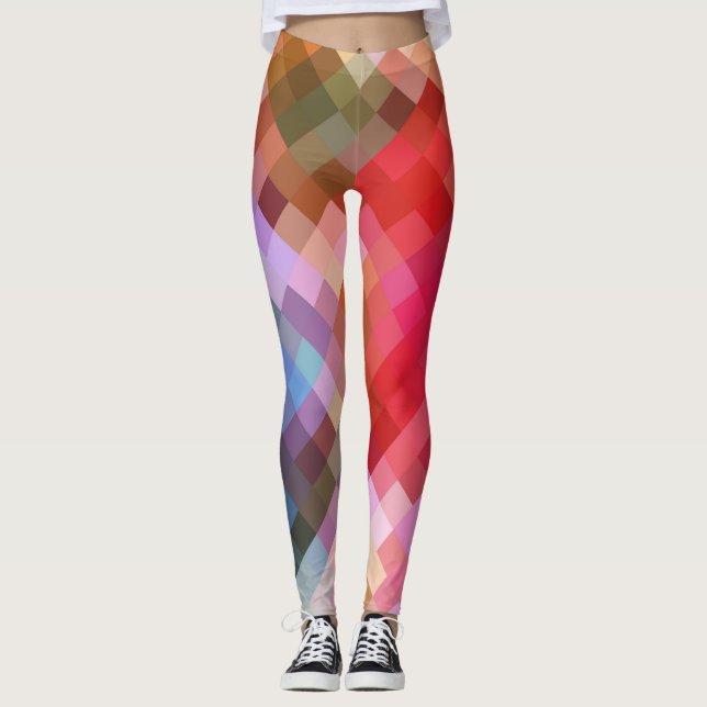 Färgfull geometrisk modern Diamond Mönster #10 Leggings (Framsida)