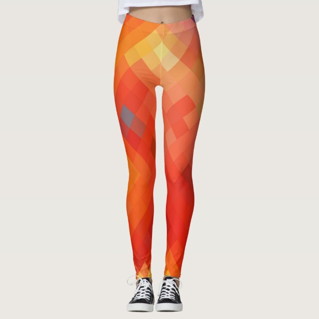 Färgfull geometrisk modern Diamond Mönster #14 Leggings (Framsida)