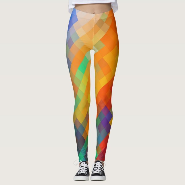 Färgfull geometrisk modern Diamond Mönster #2 Leggings (Framsida)