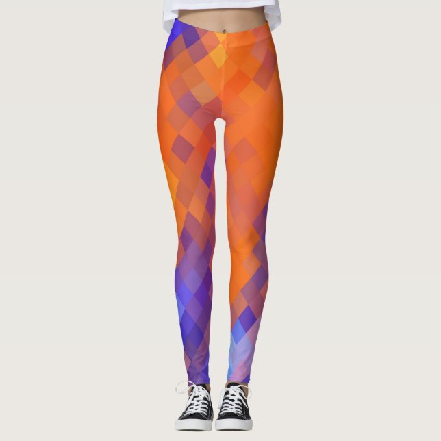 Färgfull geometrisk modern Diamond Mönster #5 Leggings (Framsida)