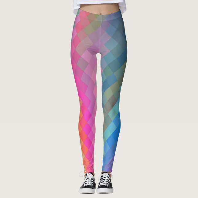 Färgfull geometrisk modern Diamond Mönster #8 Leggings (Framsida)
