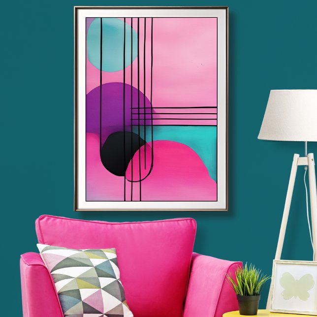 Färgfull geometrisk modern konst utan ram poster (Add a pop of color to any room with this minimalist modern art poster.)
