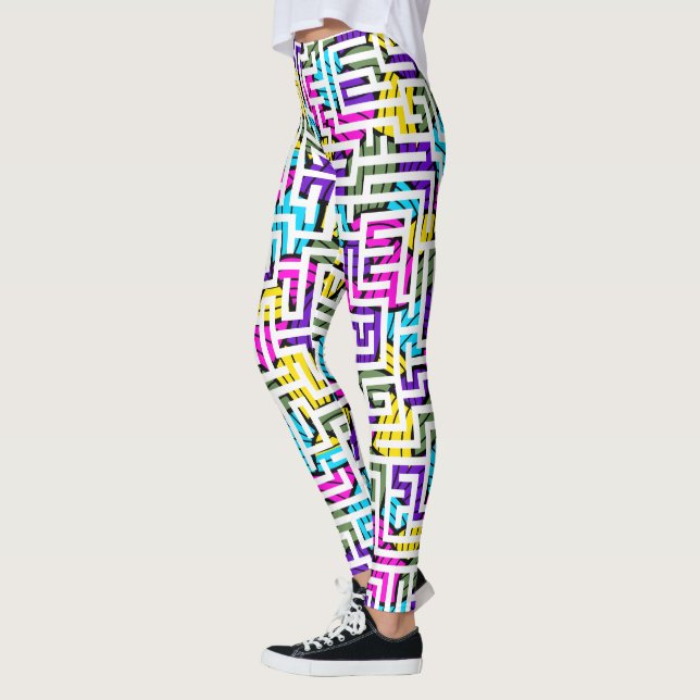 Färgfull geometrisk modern Mönster Leggings (Vänster)