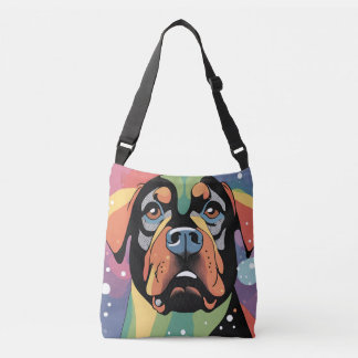 Färgfull geometrisk modern Rottweiler Tote Bag Axelväska