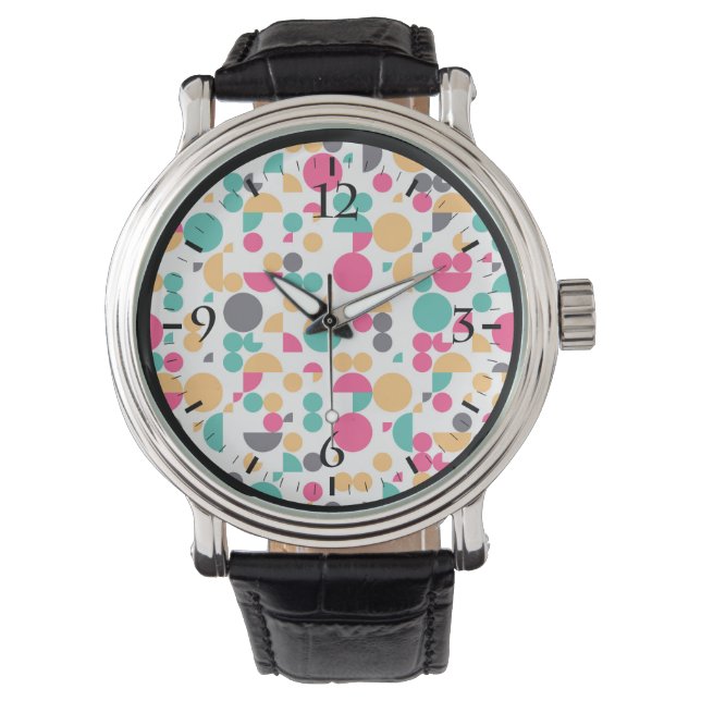 Färgfull geometrisk mönster-design armbandsur (Framsida)
