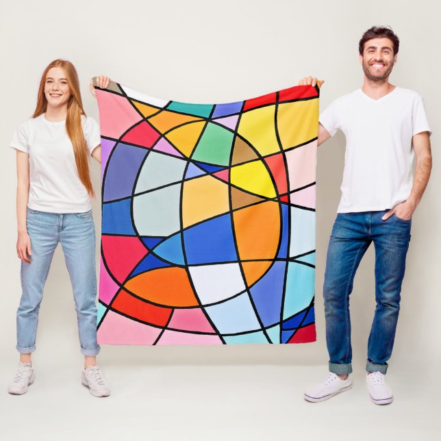 Färgfull geometrisk Mönster Fleecefilt (På plats)