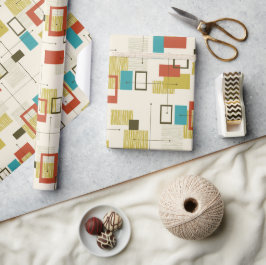 Färgfull geometrisk mönster i mitten av århundrade presentpapper