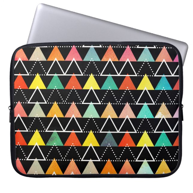 Färgfull geometrisk mönster laptop sleeve (Framsidan)