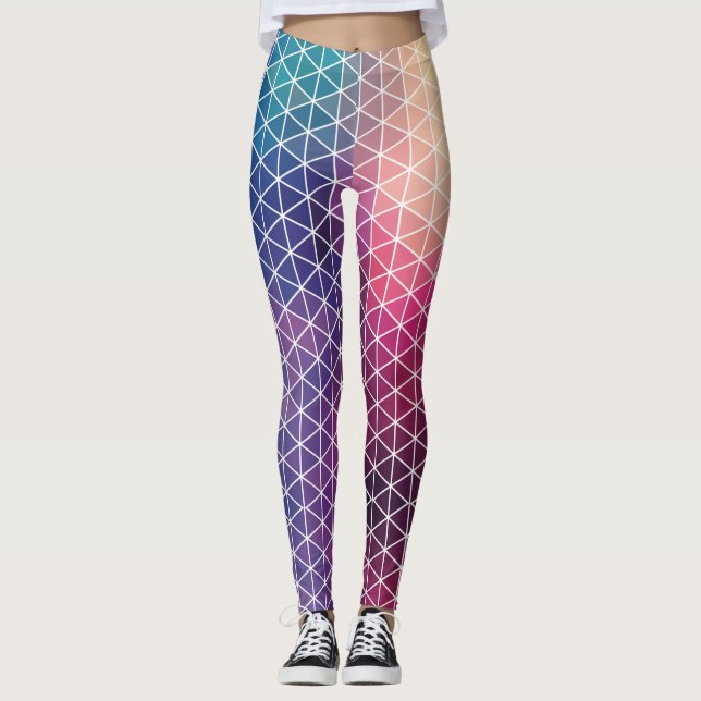 Färgfull geometrisk Mönster Leggings (Framsida)