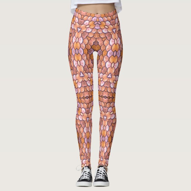 Färgfull geometrisk mönster leggings (Framsida)