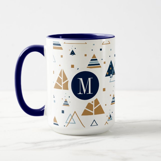 Färgfull geometrisk Mönster-monogram Mugg (Vänster)