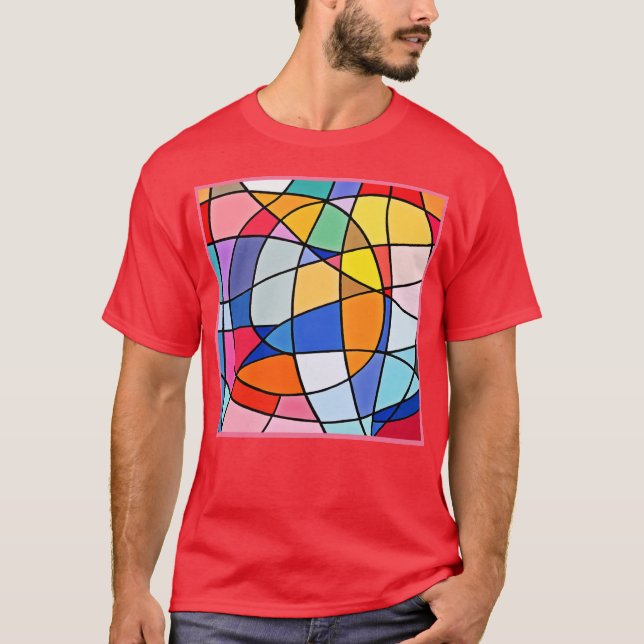 Färgfull geometrisk Mönster T Shirt (Framsida)