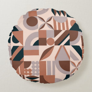Färgfull geometrisk mosaik, abstraktens bakgrund. rund kudde