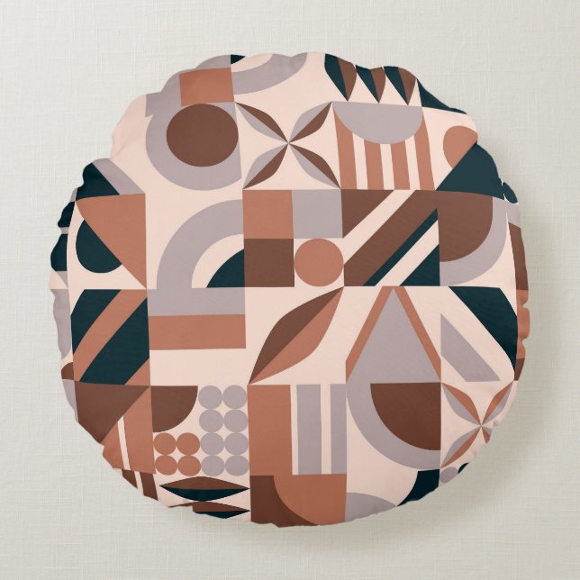 Färgfull geometrisk mosaik, abstraktens bakgrund. rund kudde (Framsidan)