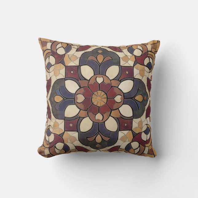 Färgfull geometrisk mosaik Pillow Kudde (Framsida)