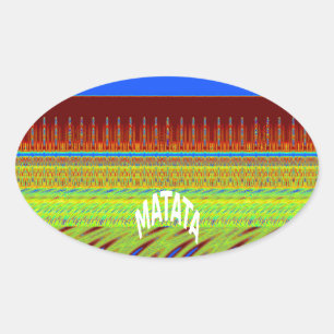 Färgfull geometrisk motif Art-utskrift Ovalt Klistermärke