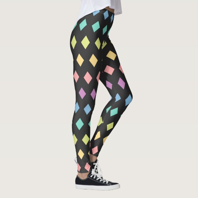 Färgfull geometrisk pastellsvart leggings (Höger)