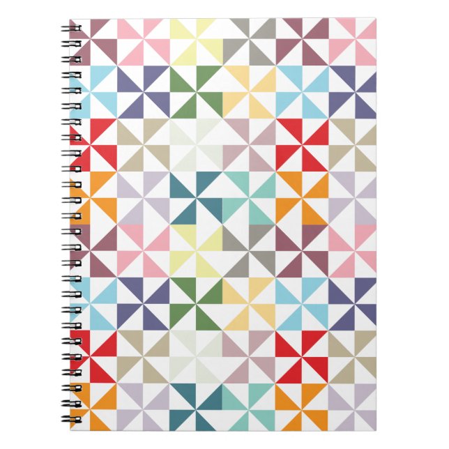 Färgfull geometrisk Pinjul Anteckningsbok Med Spiral (Framsidan)