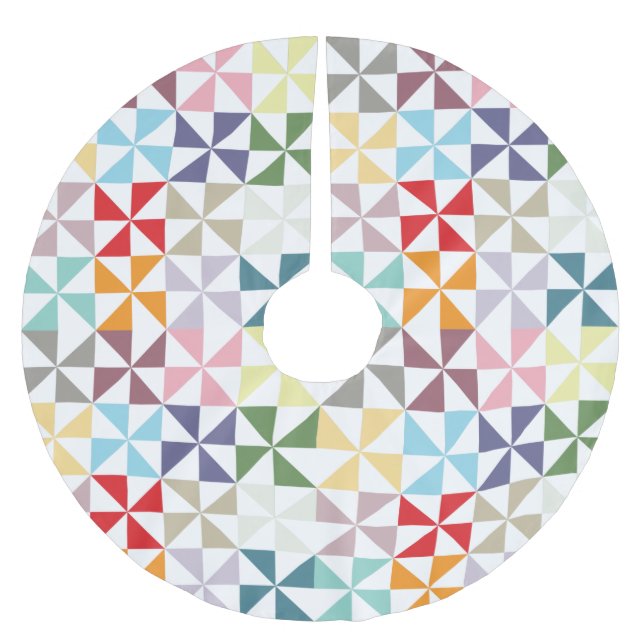 Färgfull geometrisk Pinjul Julgransmatta Borstad Polyester (Framsidan)