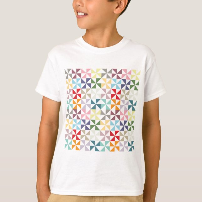 Färgfull geometrisk Pinjul Tee Shirt (Framsida)