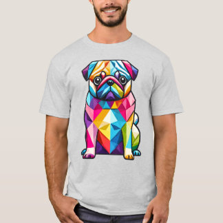 Färgfull geometrisk pug-Hund T Shirt