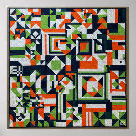 Färgfull geometrisk Quilt-grafik Poster