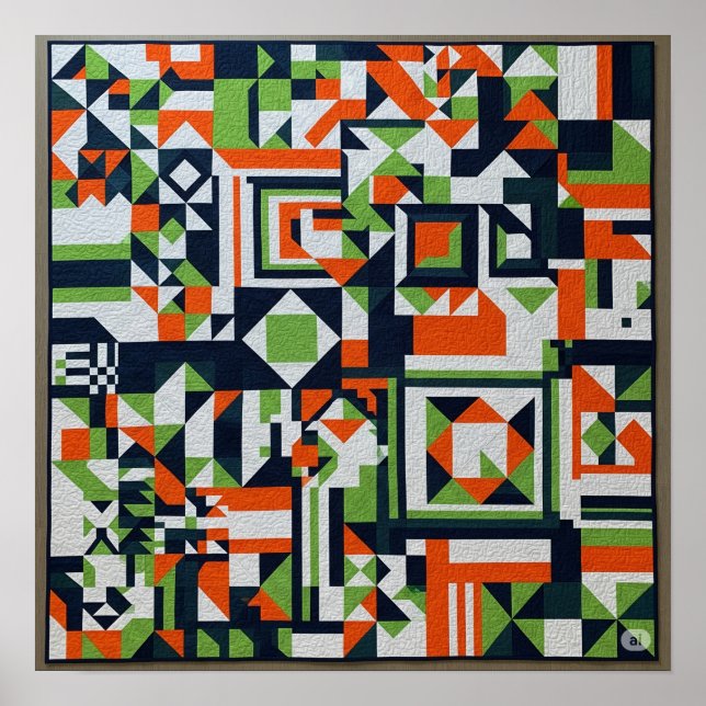 Färgfull geometrisk Quilt-grafik Poster (Framsidan)