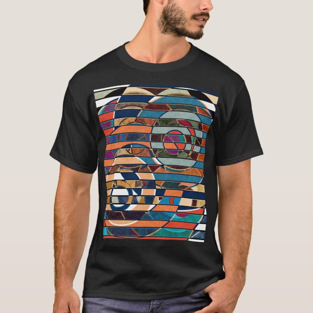 Färgfull geometrisk Rand, Abstrakt T Shirt (Framsida)