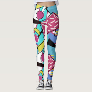 Färgfull geometrisk retro 80s Memphis-design Leggings