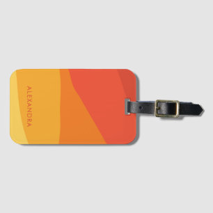 Färgfull geometrisk retro Sunny Orange Rand Bagagebricka