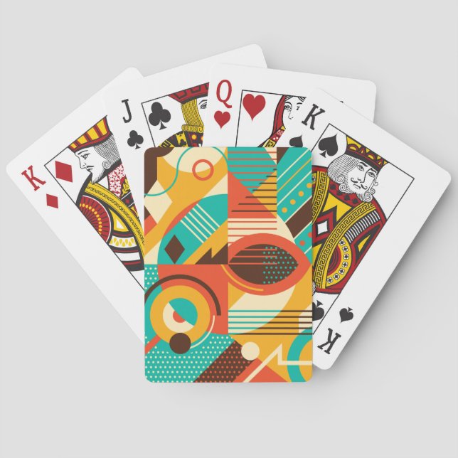 Färgfull geometrisk retro: vintagens abstraktion. casinokort (Baksidan)