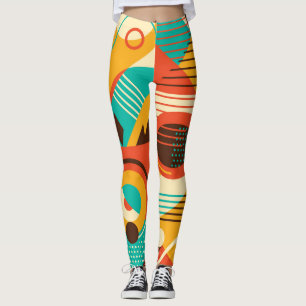 Färgfull geometrisk retro: vintagens abstraktion. leggings