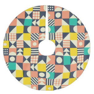 Färgfull geometrisk sömlös Mönster Julgransmatta Borstad Polyester