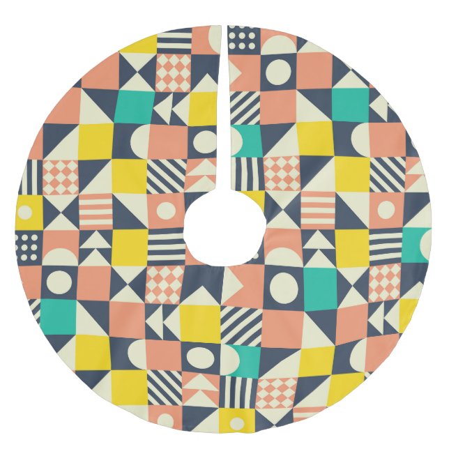 Färgfull geometrisk sömlös Mönster Julgransmatta Borstad Polyester (Framsidan)