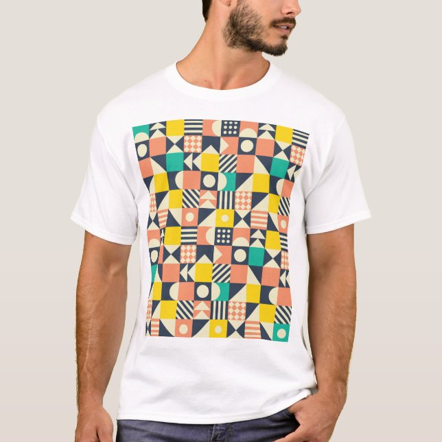 Färgfull geometrisk sömlös Mönster T Shirt (Framsida)