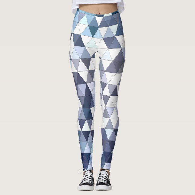 Färgfull geometrisk triangulär mosaik: abstrakt ba leggings (Framsida)
