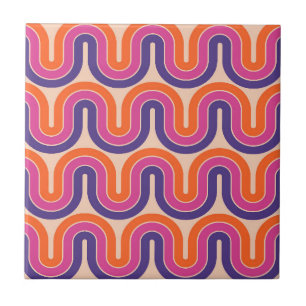 Färgfull geometrisk vågformgivning för retro kakelplatta