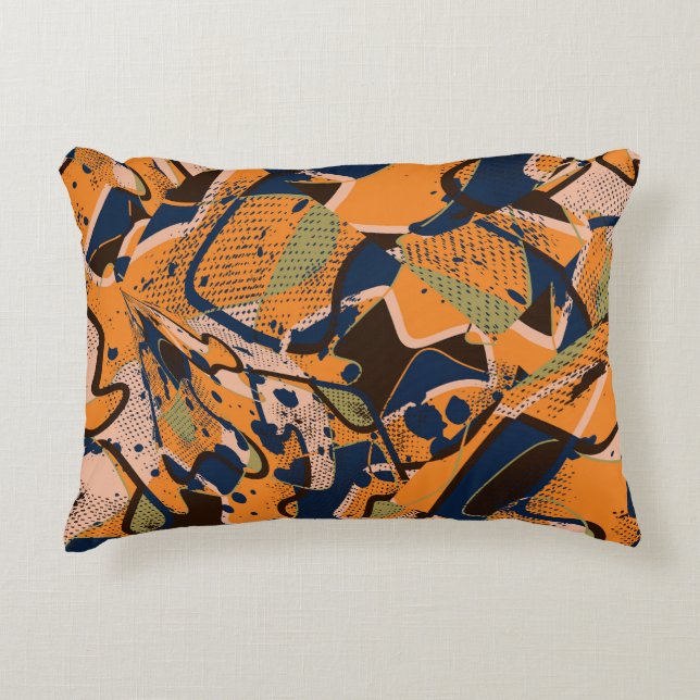 Färgfull geometrisk vintage, sömlös bakgrund. prydnadskudde (Framsidan)