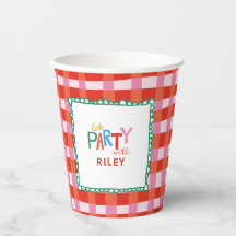 Färgfull Gingham "Let's Party" Anpassade namnbarn